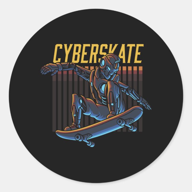 Sticker Rond Patineur robotique Cyberskate (Devant)