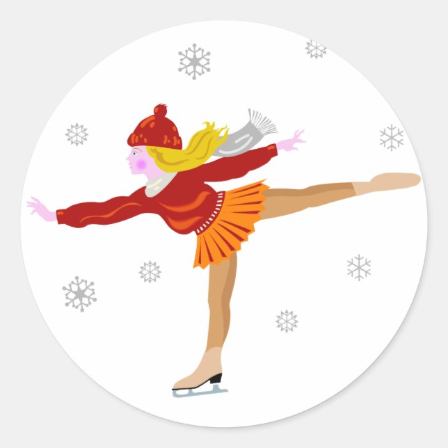 Sticker Rond Patineur sur glace (Devant)