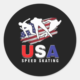 Sticker Rond Patineur sur glace américain Patinage Patineurs Vi
