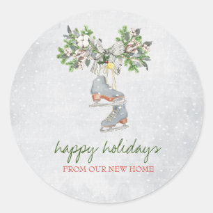 Sticker Rond Patins de glace, Vacances de neige