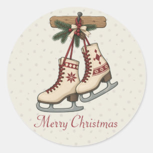 Sticker Rond Patins de Noël nordiques avec étoile folklorique d