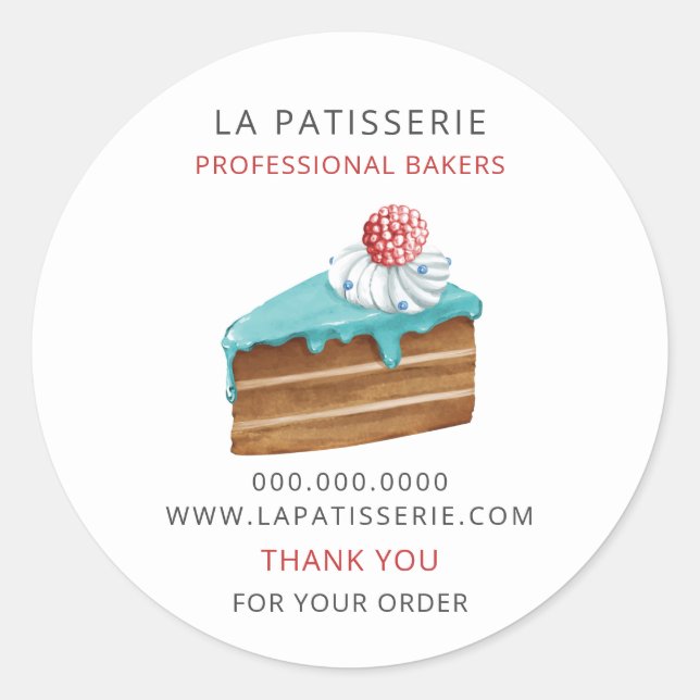 Sticker Rond Pâtisserie Bleue Cute Moderne Boîtes Seaux (Devant)