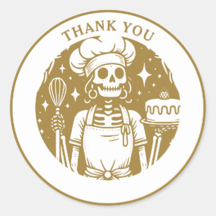 Sticker Rond Pâtisserie boulangère Chef produit Or