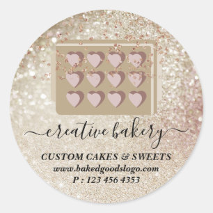 Sticker Rond Pâtisserie boulangerie paillettes scintillement co