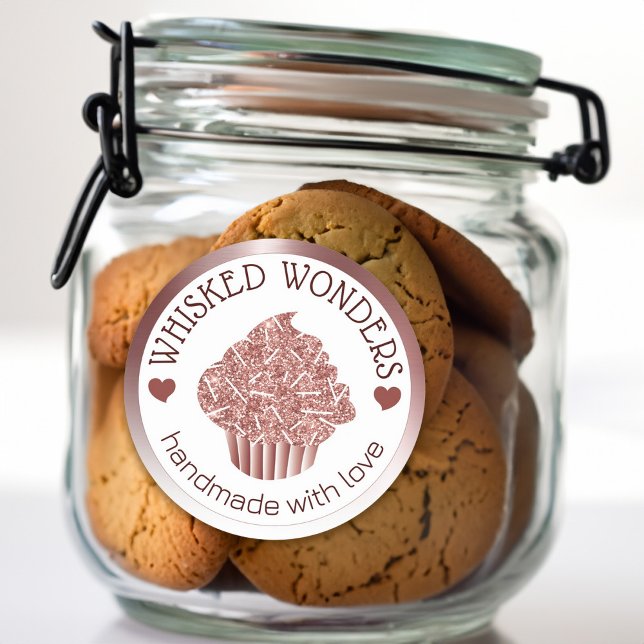 Sticker Rond Pâtisserie Boulangerie Parties scintillant Rose Go (Pastry Cake Bakery Glitter Rose Gold Pink Drips Classic Round Sticker)