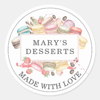 Sticker Rond Pâtisserie Chef Aquarelle Desserts Classic Ro
