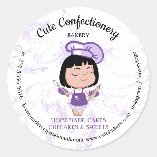 Sticker Rond Pâtisserie Confiserie mignonne (Devant)