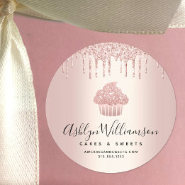 Sticker Rond Pâtisserie Cupcake Chef boulangerie Rose Gold Part