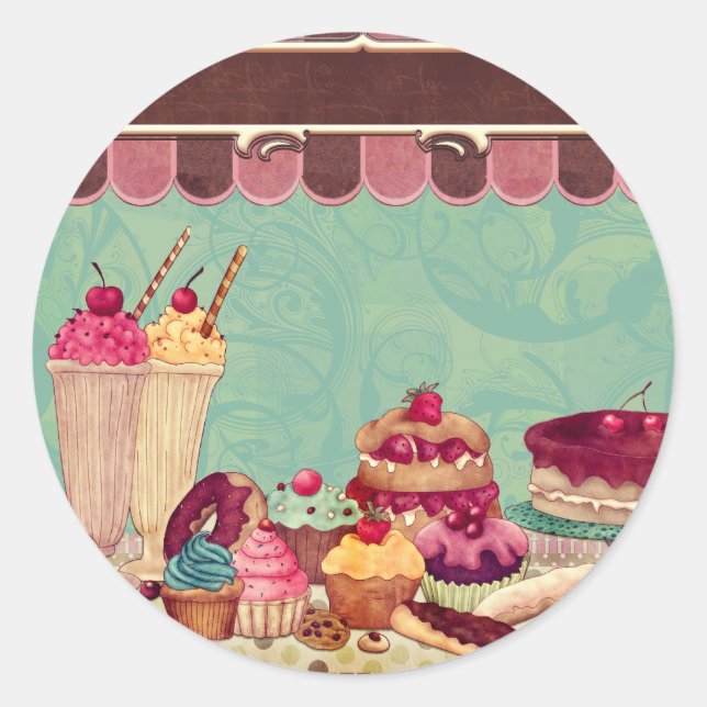 Sticker Rond Pâtisserie Cupcake & Ice Cream (Devant)