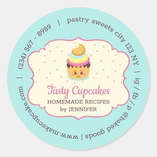 Sticker Rond Pâtisserie Cupcake Mignonne douceurs (Devant)