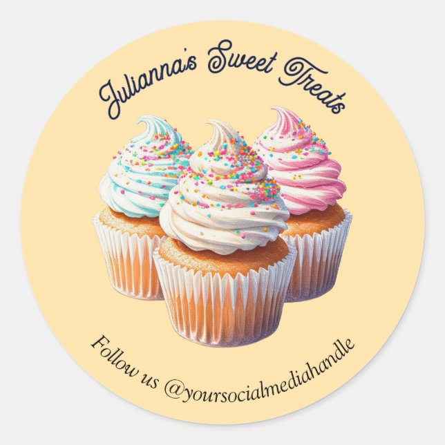 Sticker Rond Pâtisserie de Cupcake Glaçé Mignon (Devant)