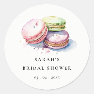 Sticker Rond Pâtisserie de Macarons Français à l'aquarelle Ente