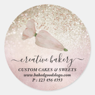 Sticker Rond Pâtisserie Décor Gâteau Bois paillettes or
