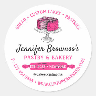 Sticker Rond Pâtisserie Gâteau Rose Mignon
