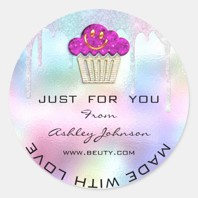 Sticker Rond Pâtisserie Maison Bakery Sweets Muffin Logo Sourir (Devant)