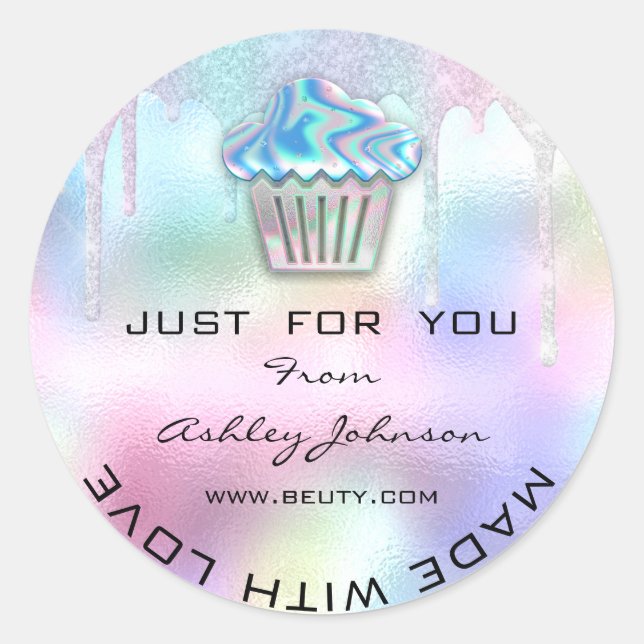Sticker Rond Pâtisserie Maison Gâteaux Muffin Logo Holographiqu (Devant)