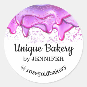 Sticker Rond Pâtisserie Résumé paillettes rose unique douceurs 