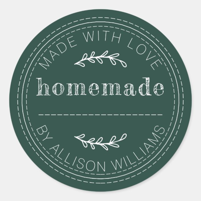 Sticker Rond Pâtisseries maison rustiques Confiture Pot Vert fo (Devant)