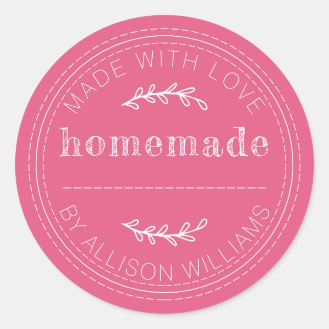 Sticker Rond Pâtisseries maison rustiques Pot de confiture rose (Devant)
