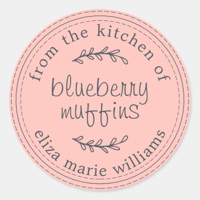 Sticker Rond Pâtisseries Rustiques Modernes Muffins aux Bleuets (Devant)