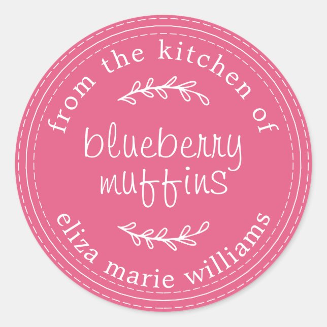Sticker Rond Pâtisseries rustiques modernes Muffins aux bleuets (Devant)