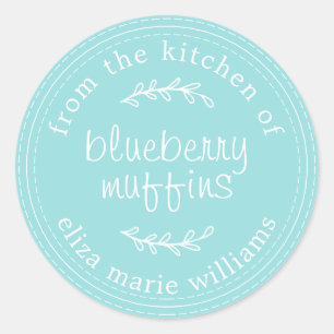 Sticker Rond Pâtisseries Rustiques Modernes Muffins aux Bleuets