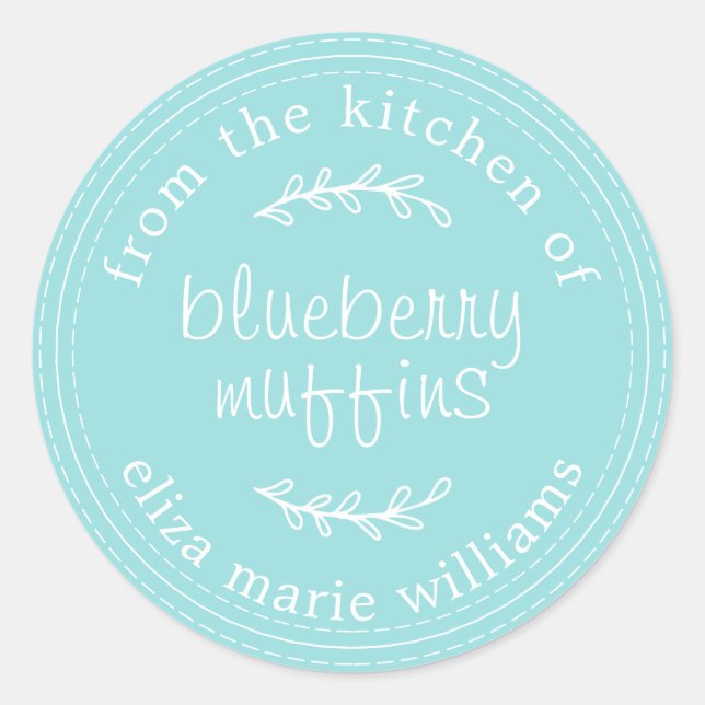Sticker Rond Pâtisseries Rustiques Modernes Muffins aux Bleuets (Devant)