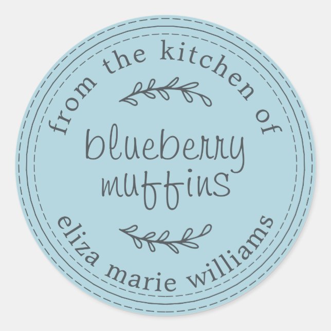 Sticker Rond Pâtisseries Rustiques Modernes Muffins aux Bleuets (Devant)