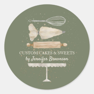 Sticker Rond pâtissier boulangerie Green Ivory sur mesure entre