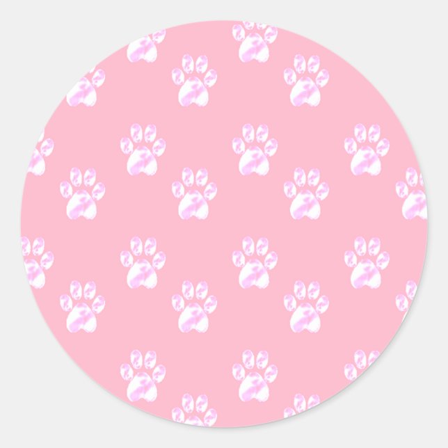 Sticker Rond Patounes blanches mignonnes (Devant)