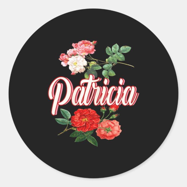 Sticker Rond Patricia Name With Flowers  (Devant)