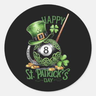 Sticker Rond Patrick's Day Costume Billiards Casquette à quatre