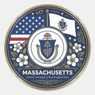 Sticker Rond Patrimoine de l'État de la baie du Massachusetts ✦