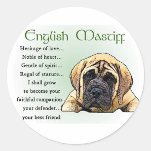 Sticker Rond Patrimoine mastiff de l'amour en anglais