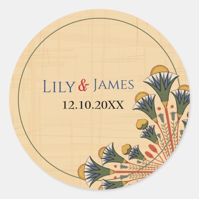 Sticker Rond Patrimoine pharaonique faire-part de mariage sur p (Devant)