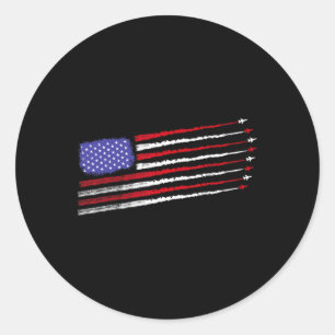 Sticker Rond Patriot Juillet 4 Jets d'avion de chasse Drapeau U