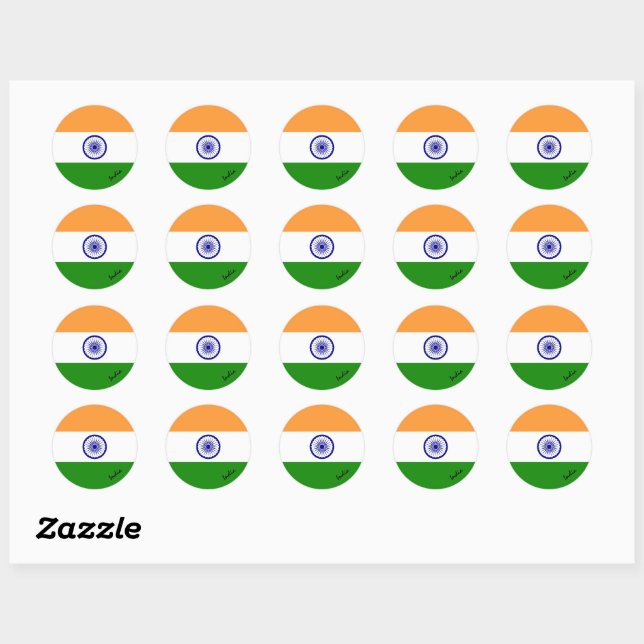 Sticker Rond Patriotes du drapeau indien et indien, vacances /  (Feuille)