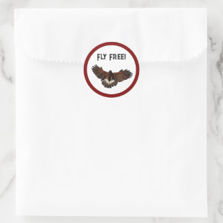 Sticker Rond Patriotic Bald Eagle USA Flying Free Nature Art