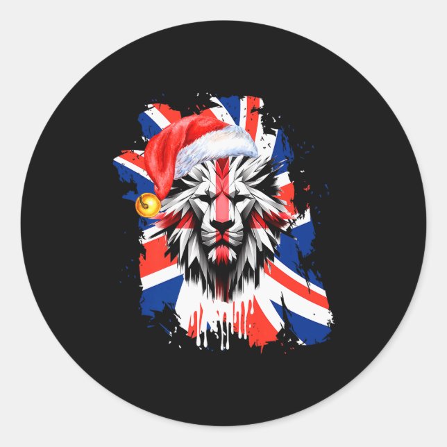 Sticker Rond Patriotic British Christmas Uk English Flag Premiu (Devant)