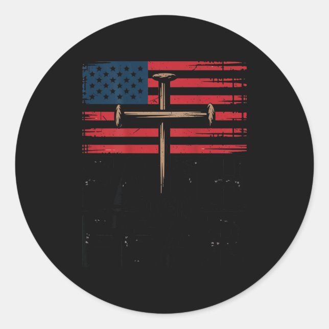 Sticker Rond Patriotic Christian Faith Over Fear American Flag  (Devant)