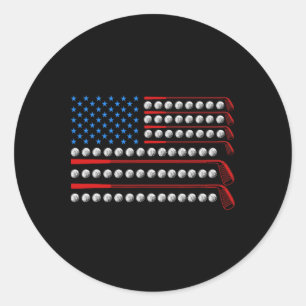 Sticker Rond Patriotic Golf Usa Drapeau Golf Clubs 4 juillet Go