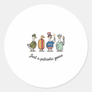 Sticker Rond Patriotic Goose Vintage Engraving Funny USA Shirt 
