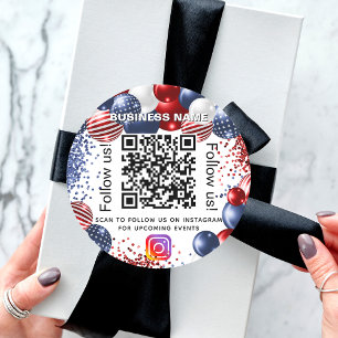 Sticker Rond Patriotic USA business qr code instagram