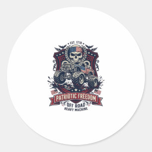Sticker Rond Patriotique 1776 Hors Route Camion Monstre Crâne L