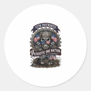 Sticker Rond Patriotique 1776 Hors Route Crâne Camion Monstre L