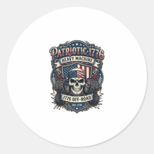 Sticker Rond Patriotique 1776 Hors Route Crâne Monster Truck Lo