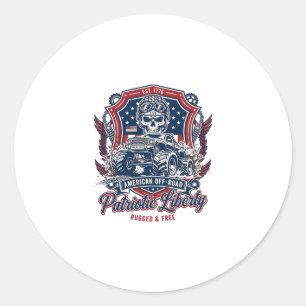 Sticker Rond Patriotique 1776 Hors Route Crâne Monster Truck Lo