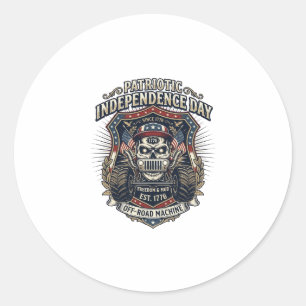 Sticker Rond Patriotique 1776 Tout Terrain Camion Monstre Crâne