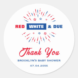 Sticker Rond Patriotique 4 Juillet Baby shower Rouge Blanc Et D
