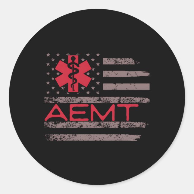 Sticker Rond Patriotique Aemt Technicien Médicale First Aider (Devant)